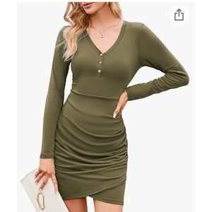 Long Sleeve Ruched Bodycon Dress